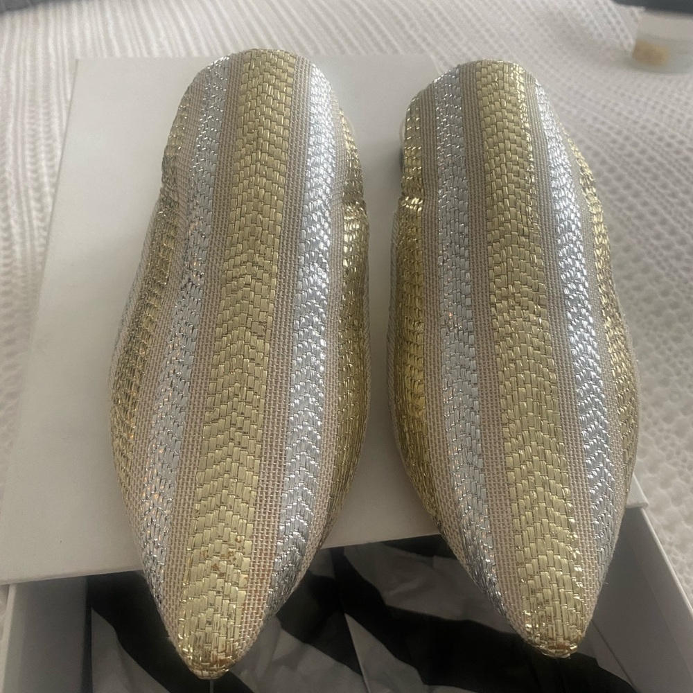 Sanayi 313 Gold and Silver Striped mules NEW!